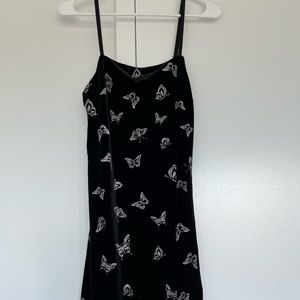 Butterfly Print Black Dress